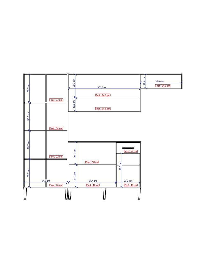 Armário Cozinha Compacta Arizona Smart Carraro - Carvalho/branco Carvalho/branco