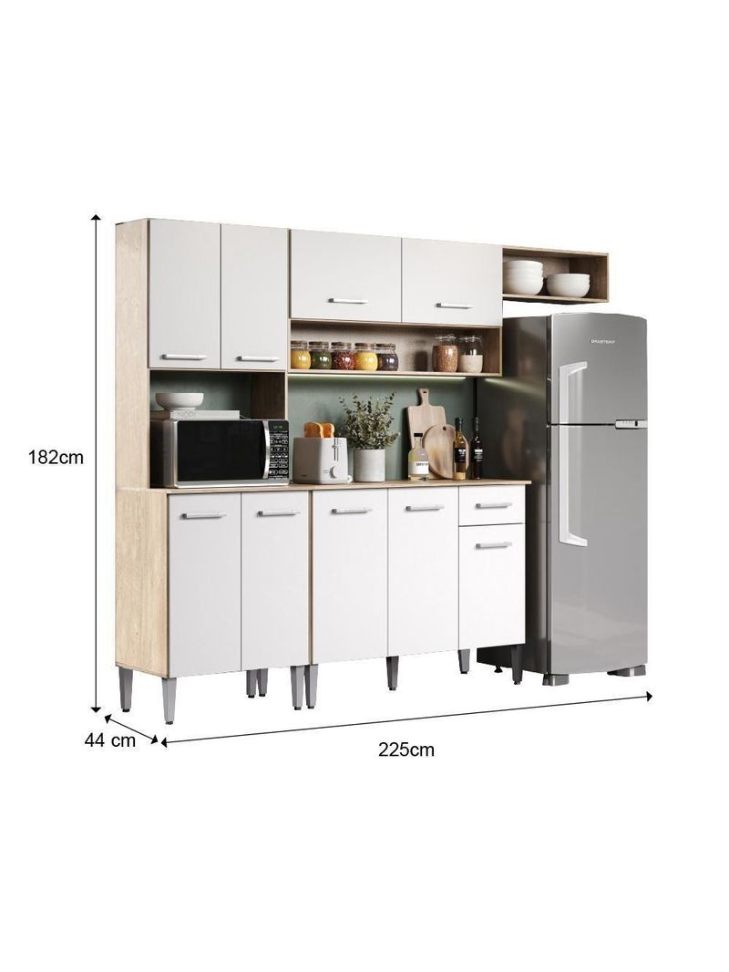 Armário Cozinha Compacta Arizona Smart Carraro - Carvalho/branco Carvalho/branco