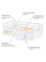 Cama Solteiro Infantil Dreams  Branco Megamobilia