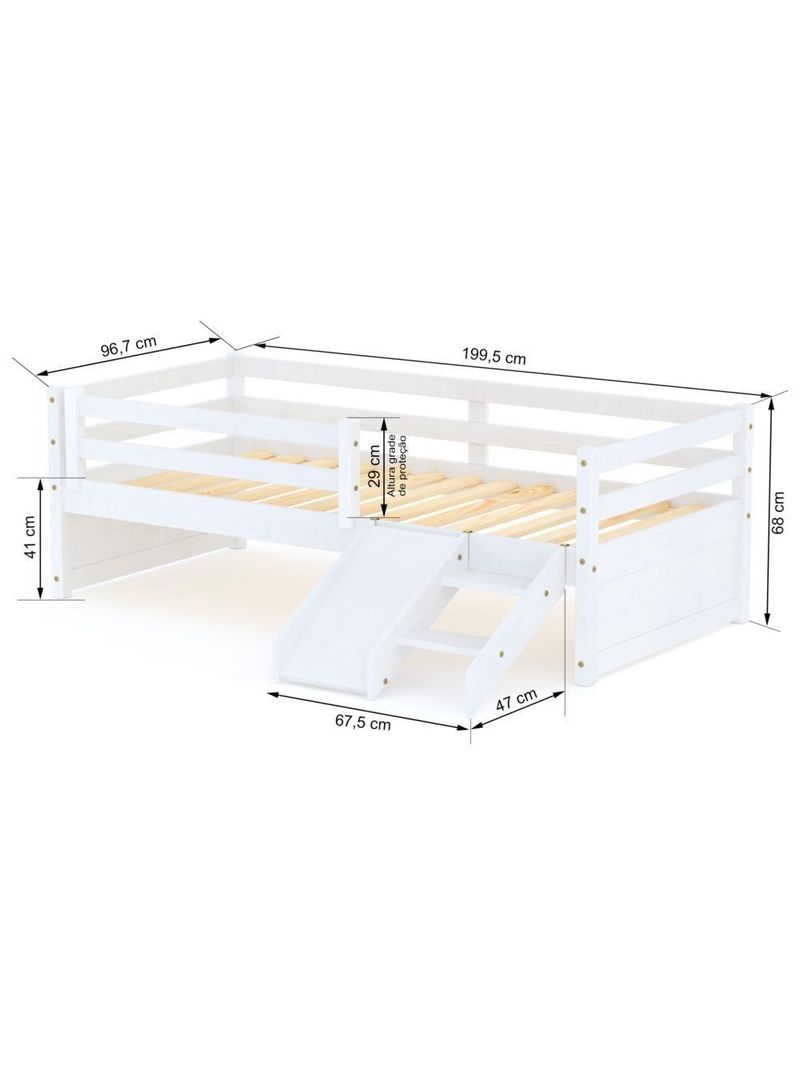 Cama Solteiro Infantil Dreams  Branco Megamobilia