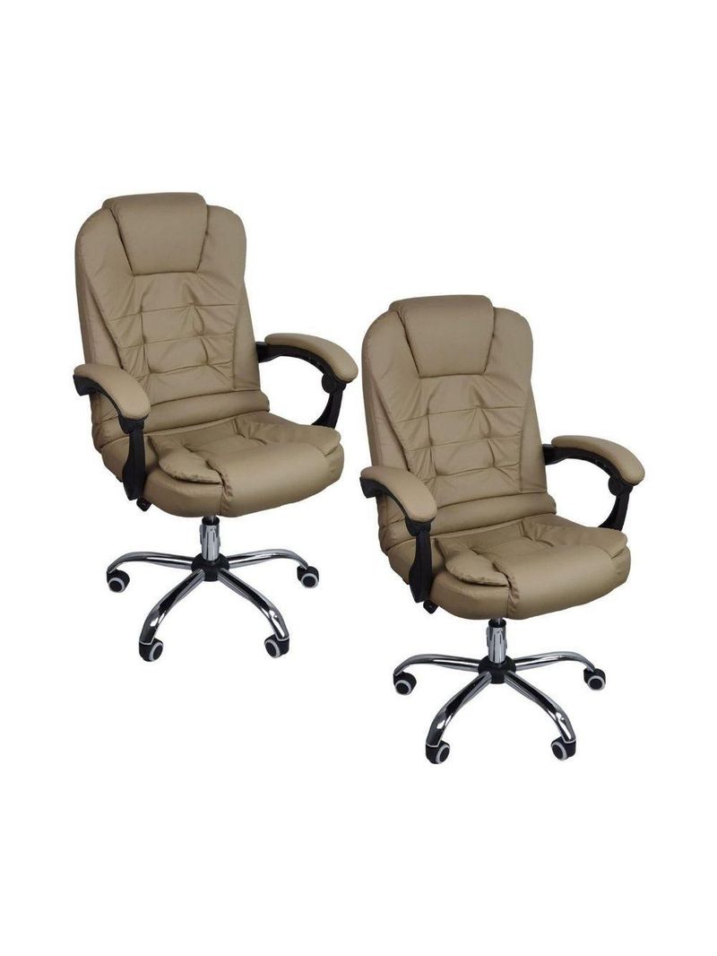 Kit 2 Cadeiras De Escritório Presidente Reclinável Bege