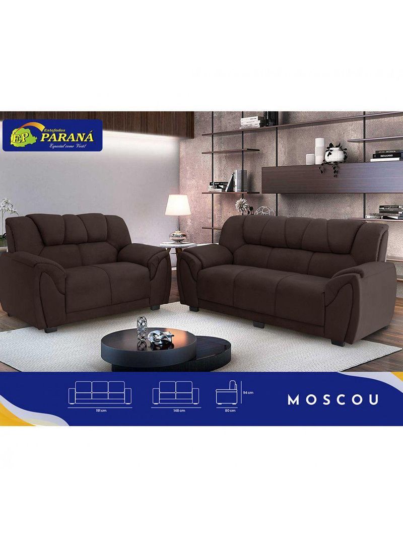 Sofa Parana Moscou 3 E 2 Lugares Marrom