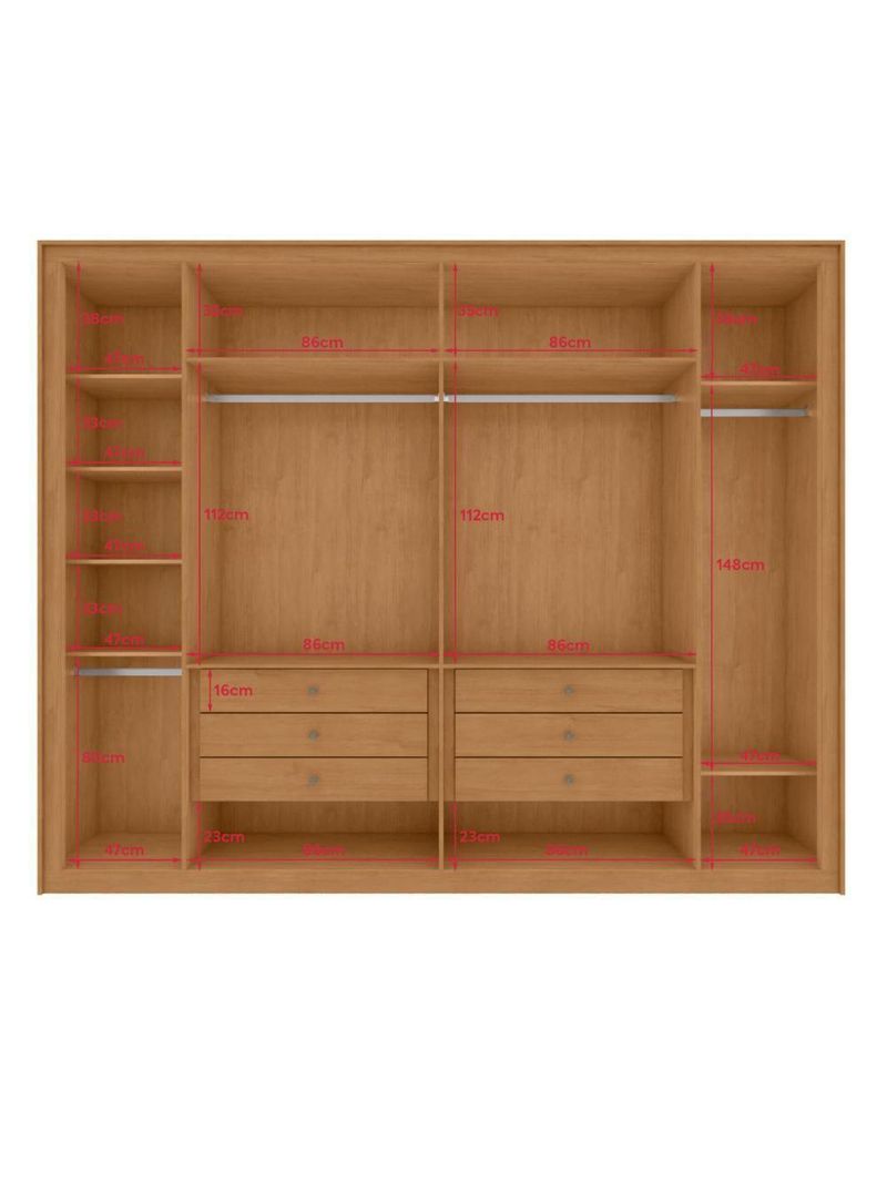 Guarda Roupa 6 Portas Easy Space Amêndoa Clean/Off White