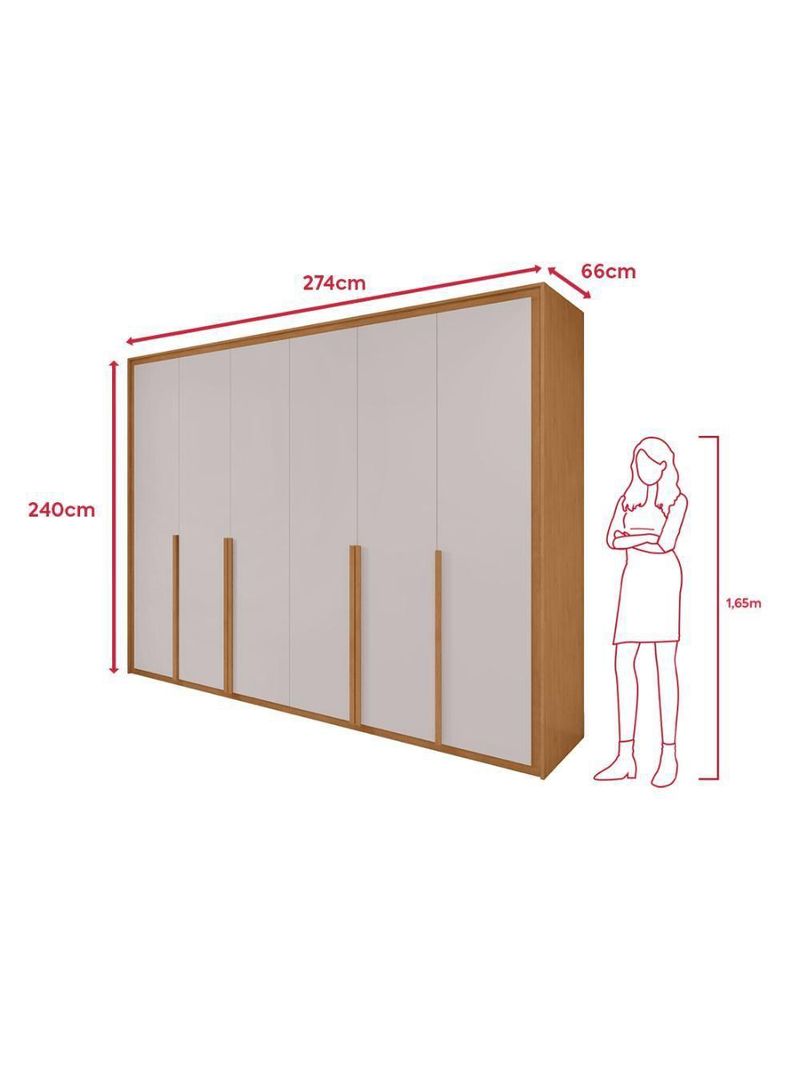 Guarda Roupa 6 Portas Easy Space Amêndoa Clean/Off White