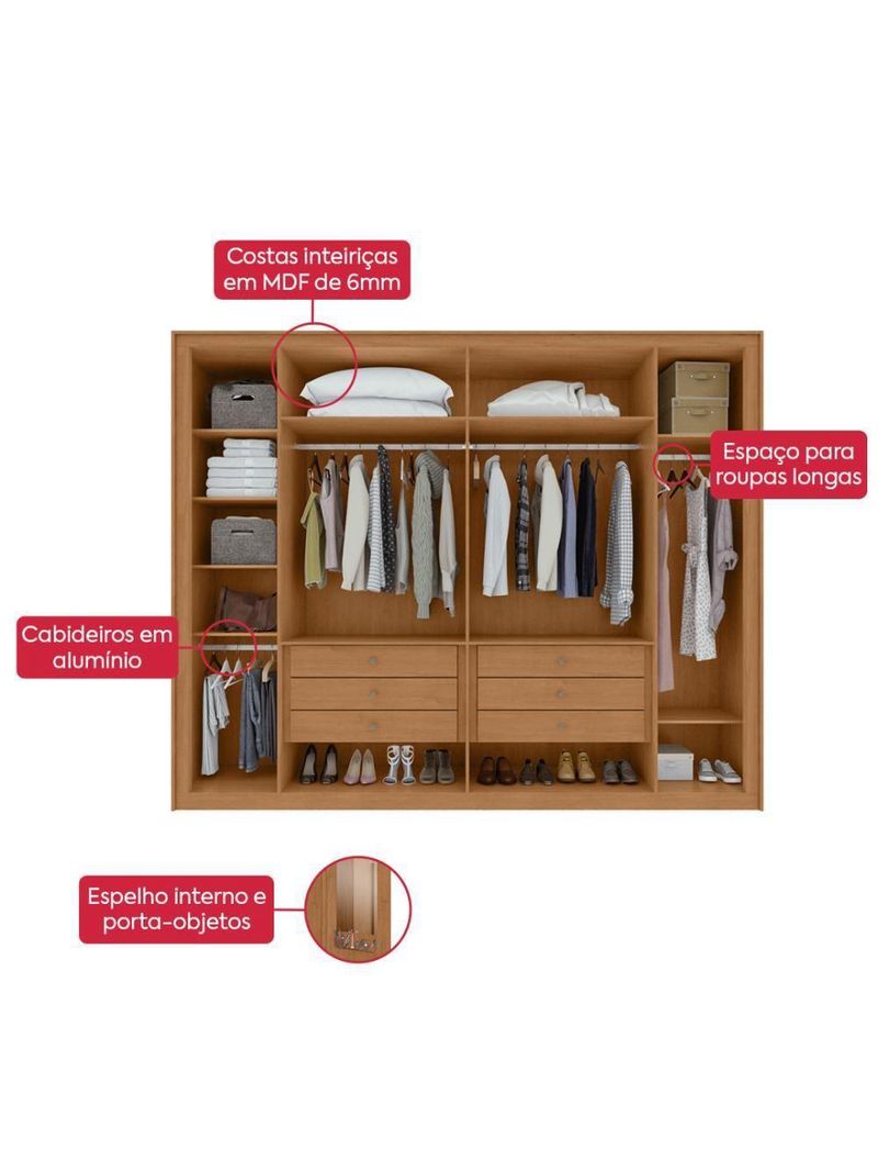 Guarda Roupa 6 Portas Easy Space Amêndoa Clean/Off White