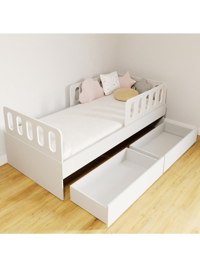 Cama Solteiro  02 Gavetas Grades E Cabeceira Megamobilia