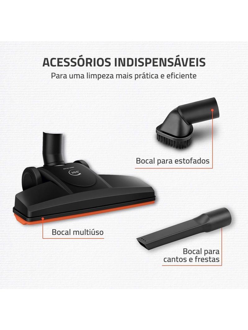 Aspirador De Pó Turbo Cycle  Mondial Preto/laranja 60hz 1500W Ap-40-b 127V