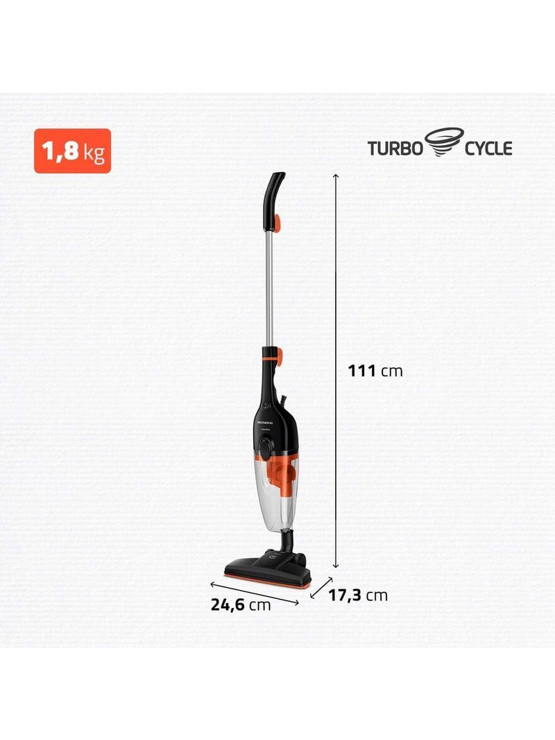 Aspirador De Pó Turbo Cycle  Mondial Preto/laranja 60hz 1500W Ap-40-b 127V