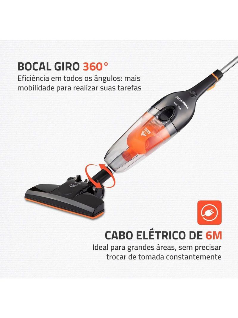 Aspirador De Pó Turbo Cycle  Mondial Preto/laranja 60hz 1500W Ap-40-b 127V