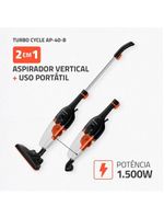 Aspirador De Pó Turbo Cycle  Mondial Preto/laranja 60hz 1500W Ap-40-b 127V