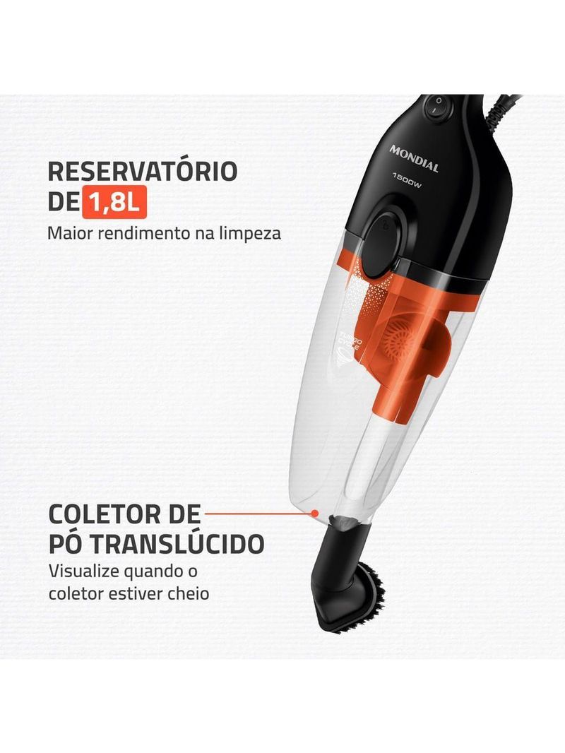 Aspirador De Pó Turbo Cycle  Mondial Preto/laranja 60hz 1500W Ap-40-b 127V
