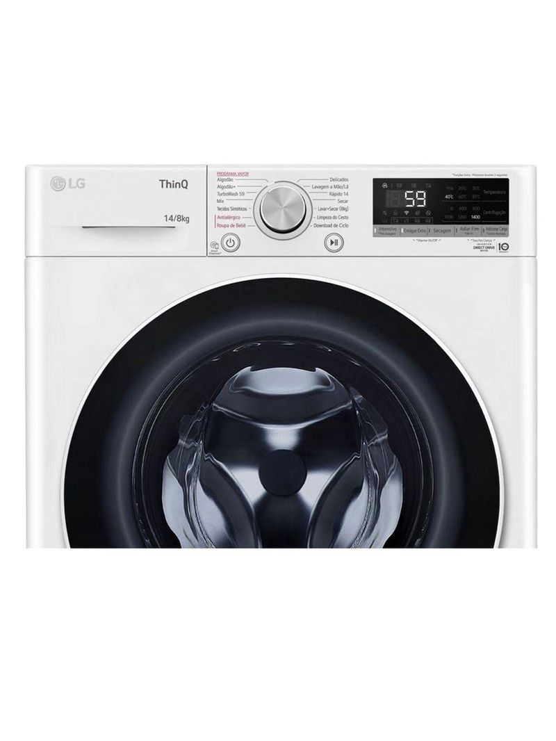 Lava e Seca LG Smart VC4 14kg Branca com Inteligência Artificial AI DD™ CV5014WC4 – 127V