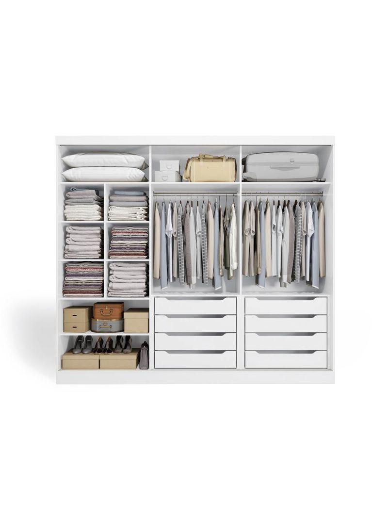 Guarda-roupa Casal 100% Mdf Kappesberg 3 Portas De Correr 8 Gavetas Branco