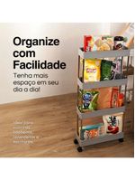 Estante Móvel Compacta 4 Andares em Plástico Cinza com Rodas Giratórias