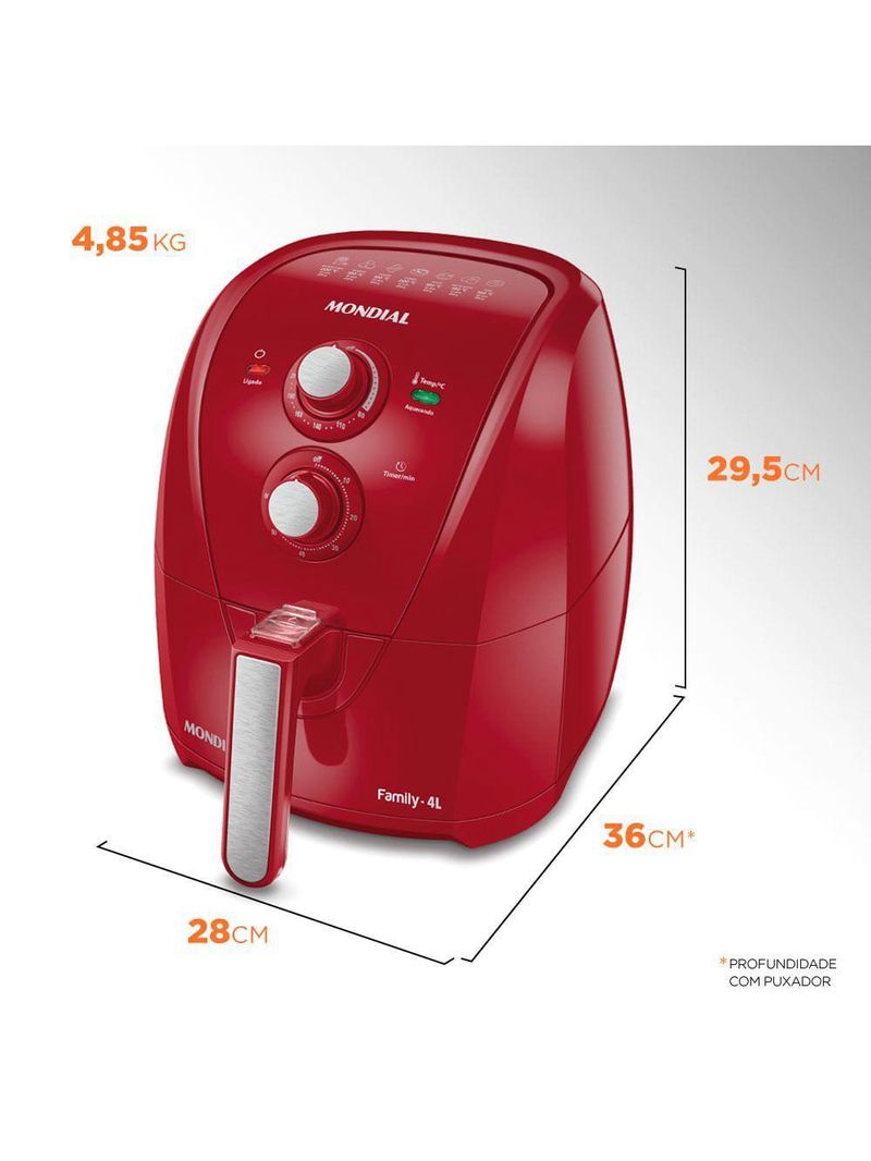 Fritadeira a Ar Mondial AFN-40-FR – 127V – Vermelha