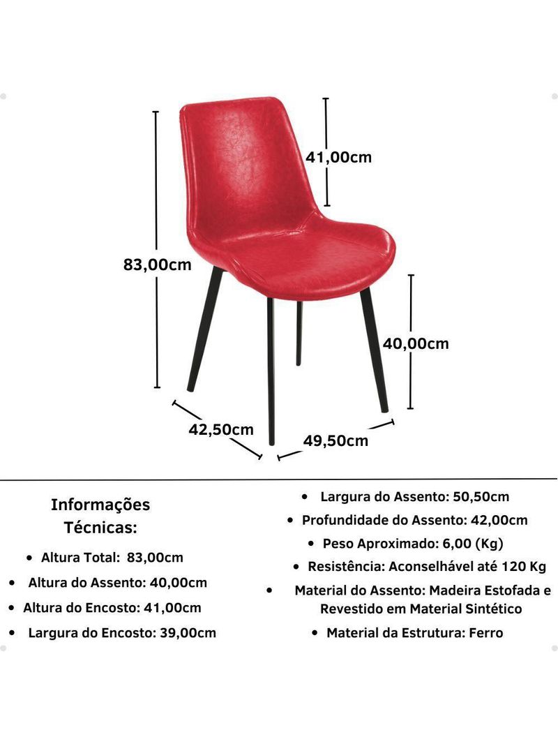 Cadeira De Jantar Chicago - Vermelho