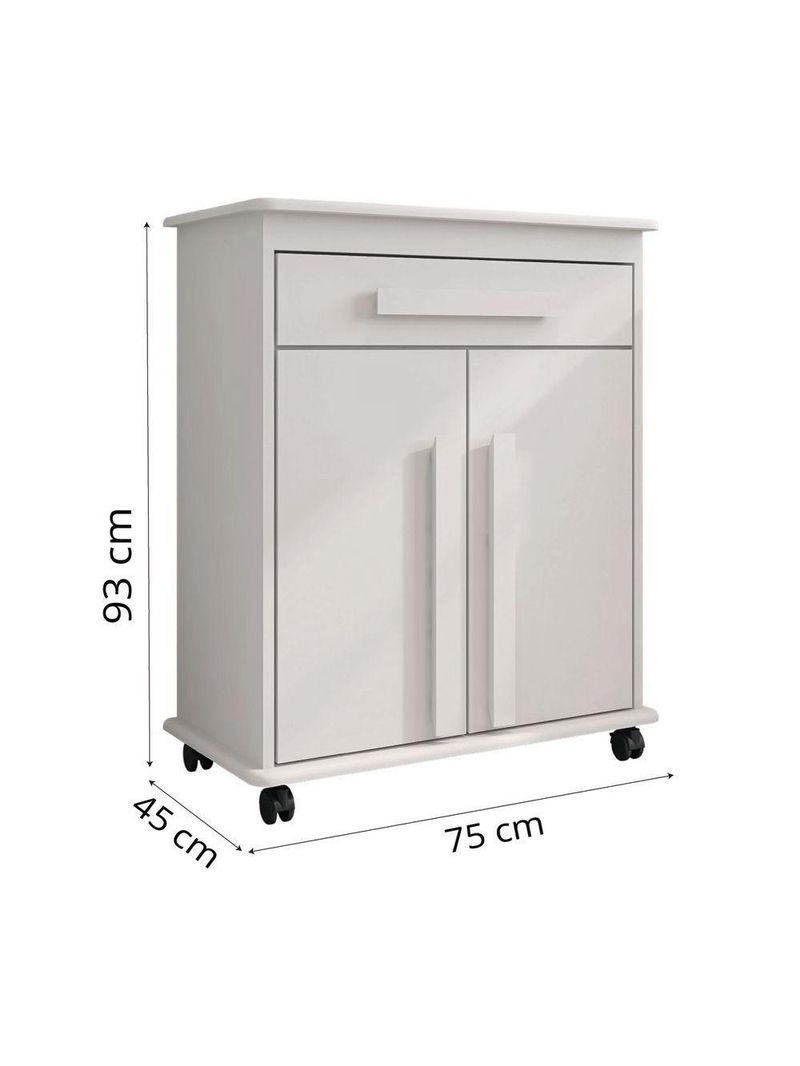 Armário Balcão Multiusocom Rodízios Chile Branco RV Móveis