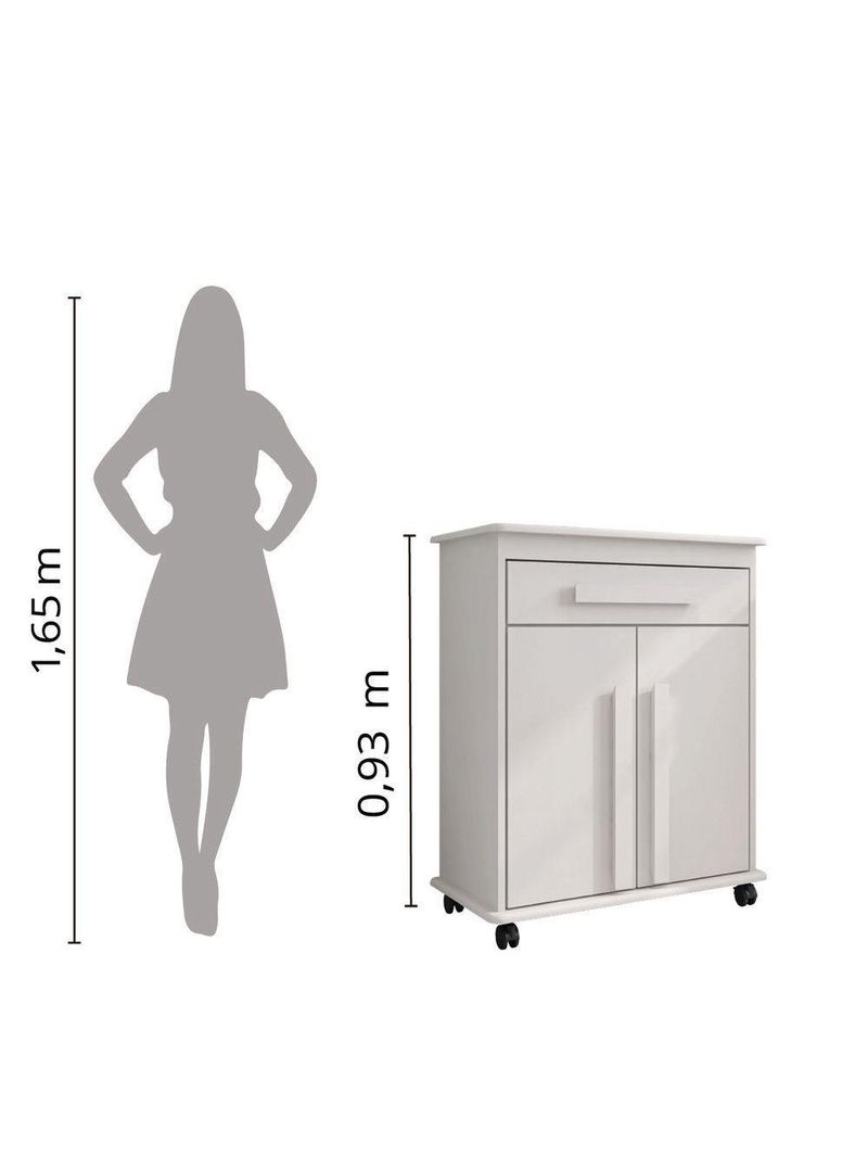 Armário Balcão Multiusocom Rodízios Chile Branco RV Móveis