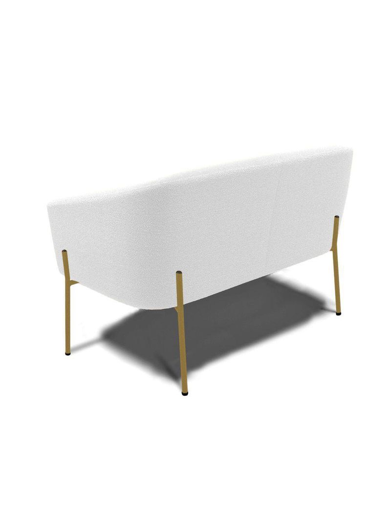 Sofá Namoradeira E Poltrona Pé Ferro Dourado Stella Bouclê D03 - D'rossi Cor Off White