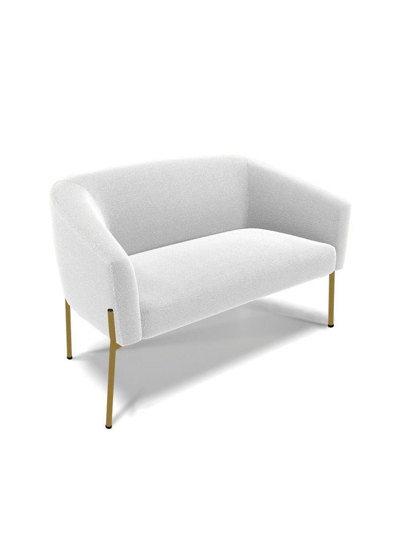 Sofá Namoradeira E Poltrona Pé Ferro Dourado Stella Bouclê D03 - D'rossi Cor Off White
