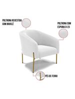 Sofá Namoradeira E Poltrona Pé Ferro Dourado Stella Bouclê D03 - D'rossi Cor Off White