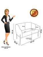 Sofá Namoradeira E Poltrona Pé Ferro Dourado Stella Bouclê D03 - D'rossi Cor Off White