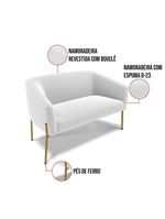 Sofá Namoradeira E Poltrona Pé Ferro Dourado Stella Bouclê D03 - D'rossi Cor Off White