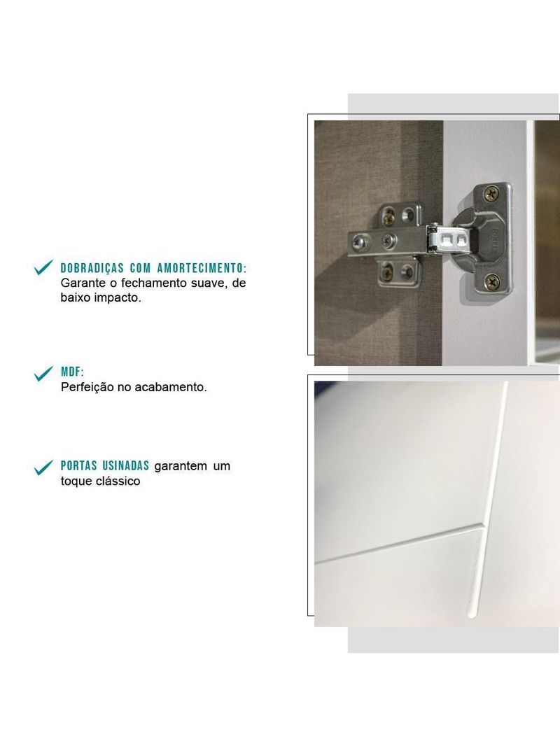 Armário Aéreo De Canto Milla Mdf 2 Portas Branco 80 Cm Carraro