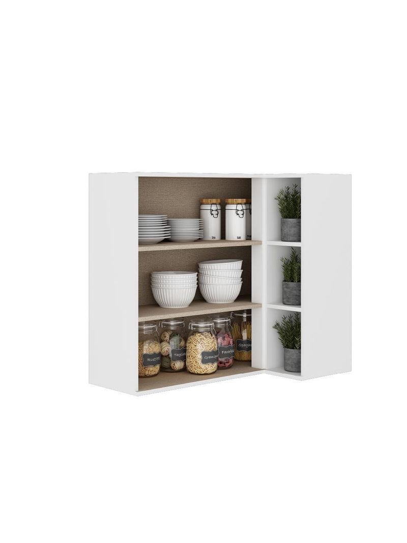 Armário Aéreo De Canto Milla Mdf 2 Portas Branco 80 Cm Carraro