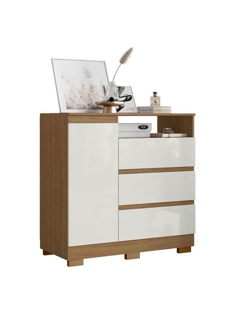 Guarda Roupa Casal Coimbra 2005138 Com Armário Multiuso New 2000192 E Cômoda 2014143 Atacama Off White - Aramóveis