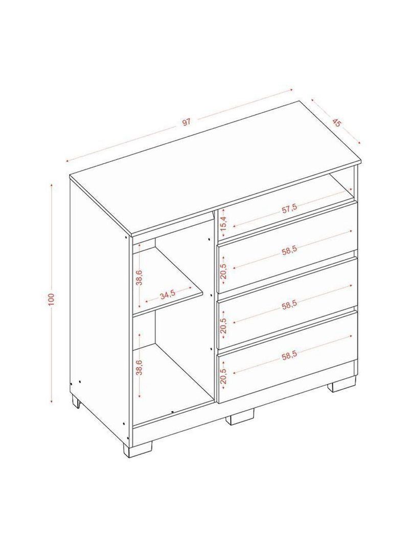 Guarda Roupa Casal Coimbra 2005138 Com Armário Multiuso New 2000192 E Cômoda 2014143 Atacama Off White - Aramóveis