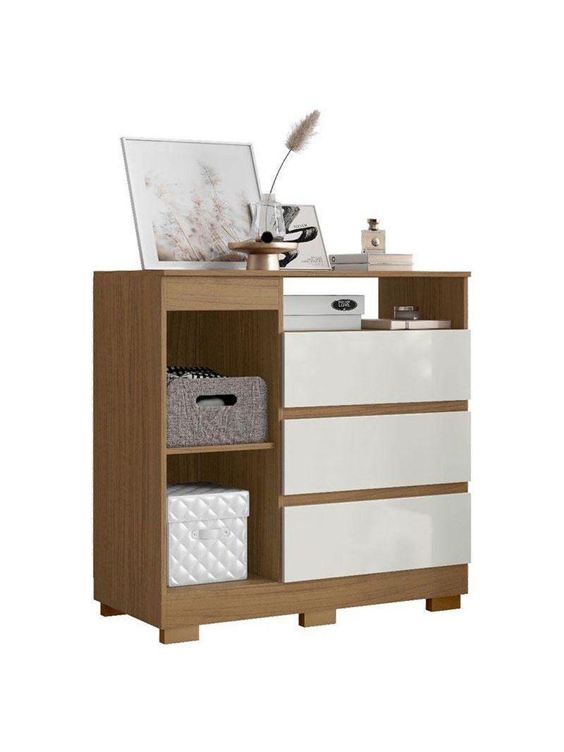 Guarda Roupa Casal Coimbra 2005138 Com Armário Multiuso New 2000192 E Cômoda 2014143 Atacama Off White - Aramóveis