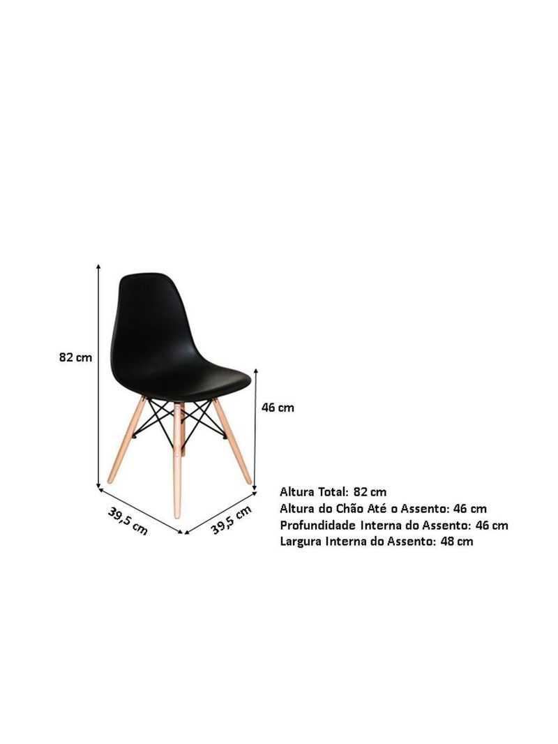 Conjunto De Jantar Mesa Eiffel Preta + 6 Cadeiras Eiffel