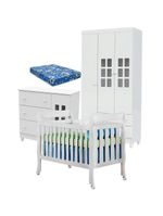 Quarto De Bebê Mariah 3p Com Berço Lila Branco Brilho Com Colchão - Carolina