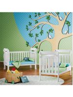 Quarto De Bebê Mariah 3p Com Berço Lila Branco Brilho Com Colchão - Carolina