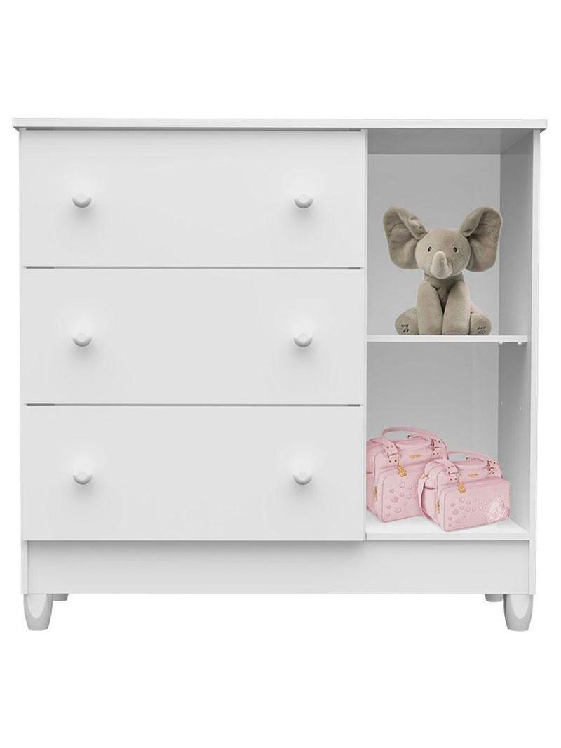 Quarto De Bebê Mariah 3p Com Berço Lila Branco Brilho Com Colchão - Carolina