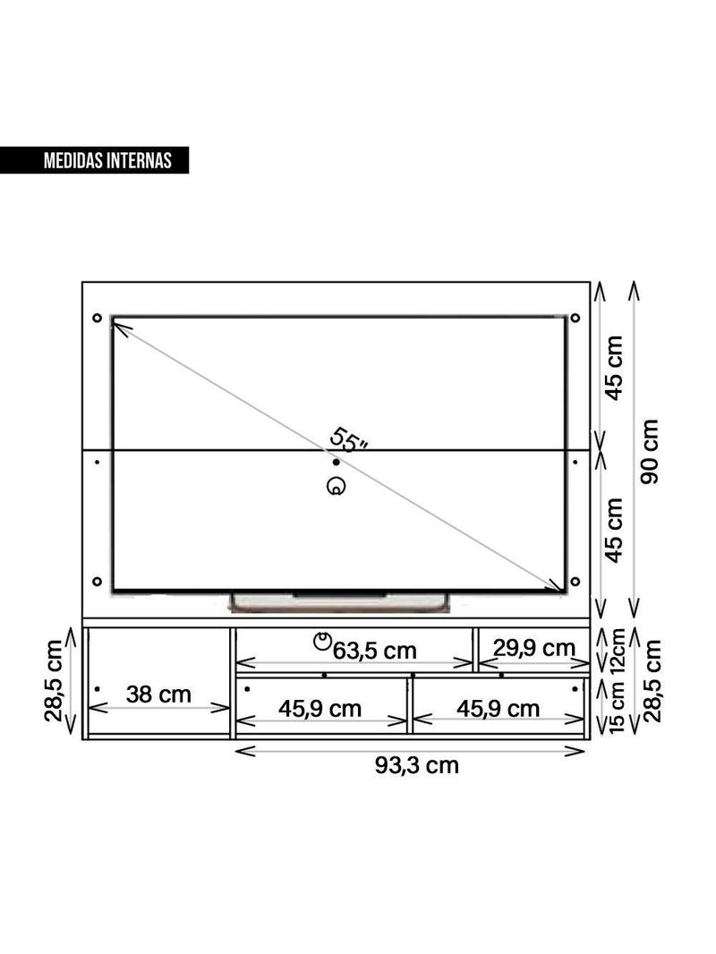 Painel Para Tv Até 55 Polegadas Marrom Black Caemmun