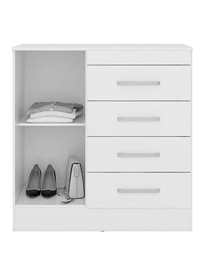 Cômoda Montevidéu e Guarda Roupa Casal Cádis Amêndola Off White - Demóbile