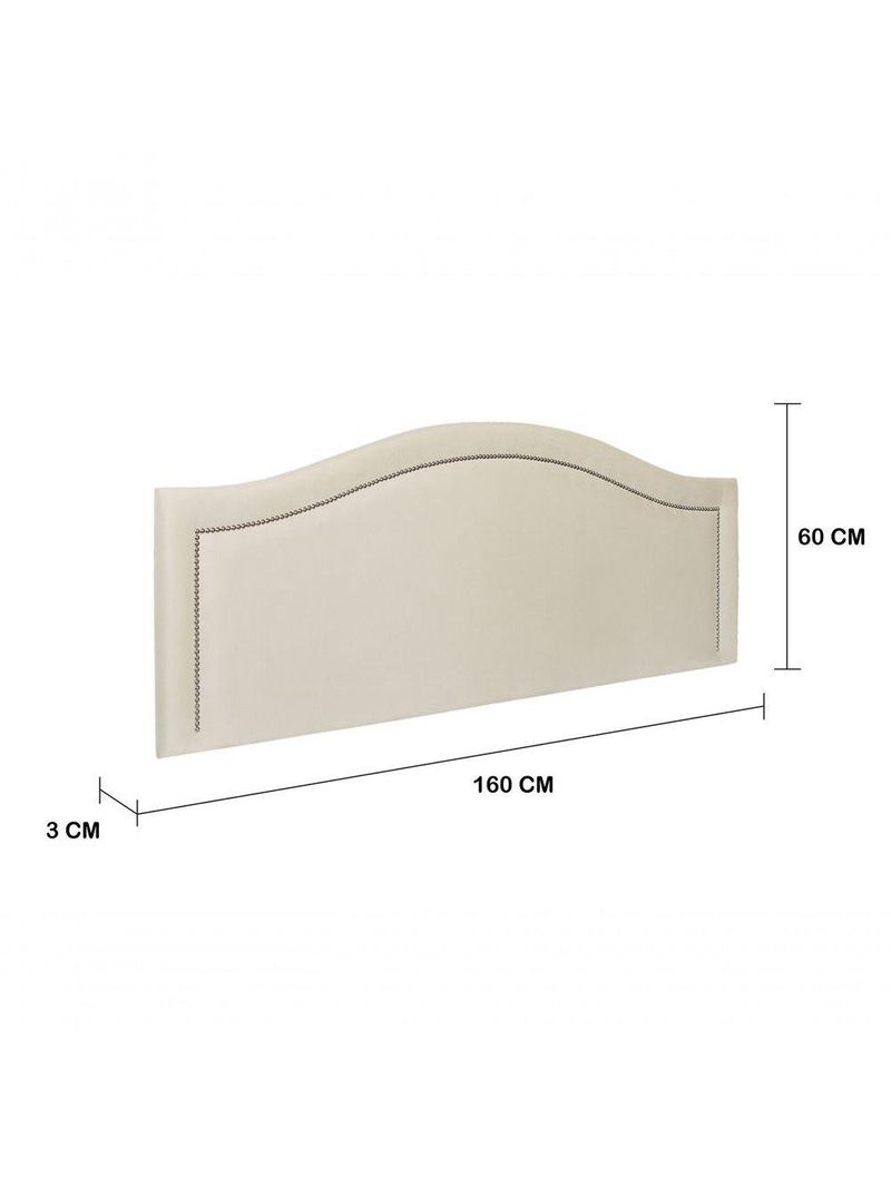 Cabeceira Queen Curva Luxo 160x60 Suede Off White - Tachas Prata