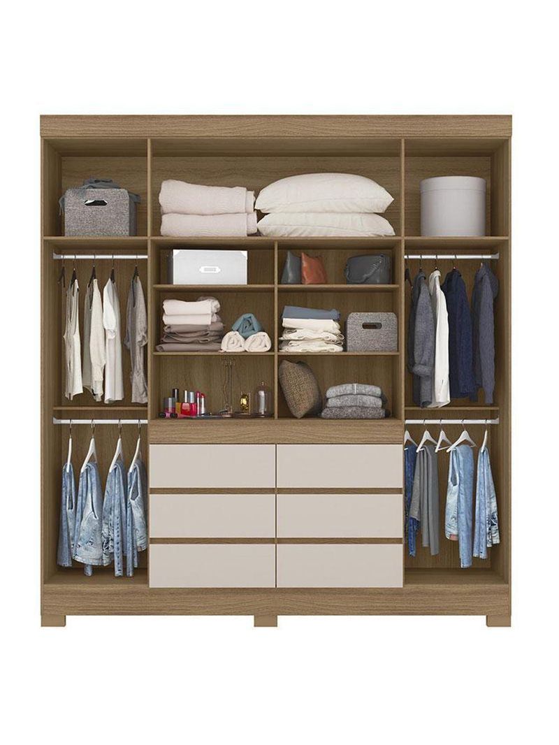 Cômoda Montevidéu e Guarda Roupa Casal Cádis Amêndola Off White - Demóbile