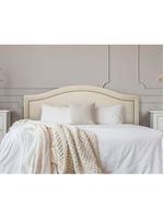 Cabeceira Queen Curva Luxo 160x60 Suede Off White - Tachas Prata