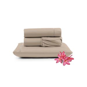 Jogo Cama Lençol Unique Solteiro 400 Fios Ponto Palito 3 Peças - Avelã