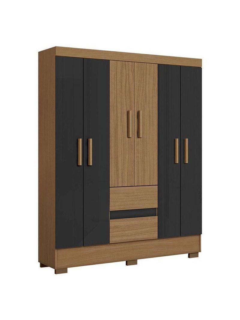 Cômoda 2014140 e Guarda Roupa Casal Coimbra 2005138 Atacama Grafite - Aramóveis