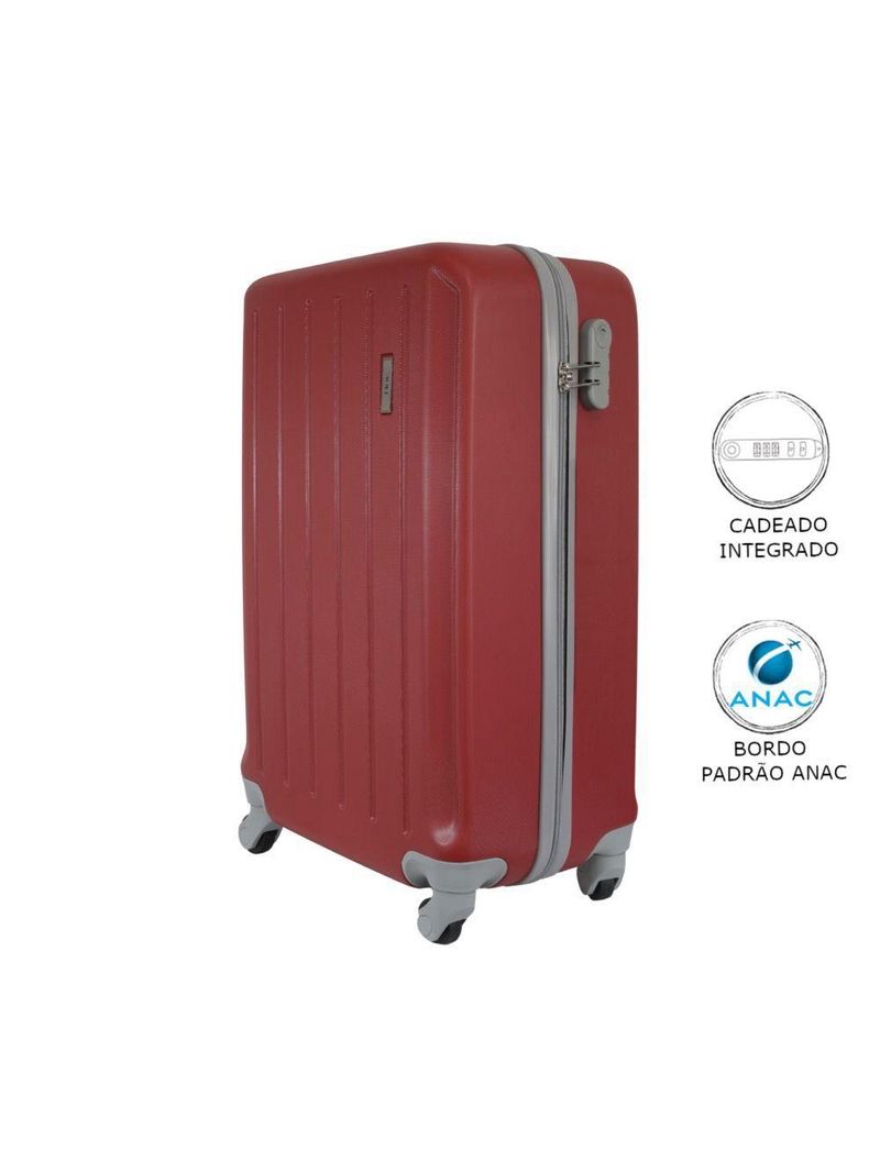 Malas de Bordo Pequena para Viagem em ABS IKA Scorpion Cadeado Integrado - Vermelha - P