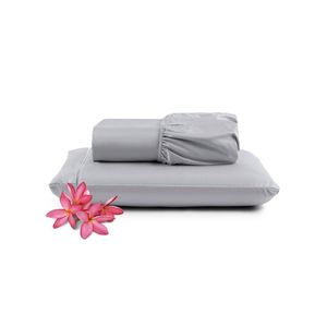 Jogo Cama Lençol Unique Solteiro 400 Fios Ponto Palito 2 Peças - Cinza
