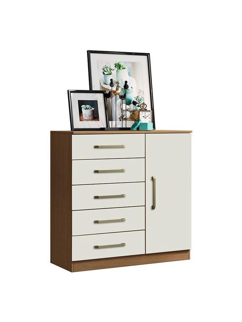 Guarda Roupa Casal Coimbra 2005138 Com Armário Multiuso New 2000191 E Cômoda Milão Atacama Off White - Aramóveis