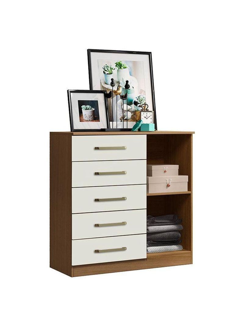 Guarda Roupa Casal Coimbra 2005138 Com Armário Multiuso New 2000191 E Cômoda Milão Atacama Off White - Aramóveis