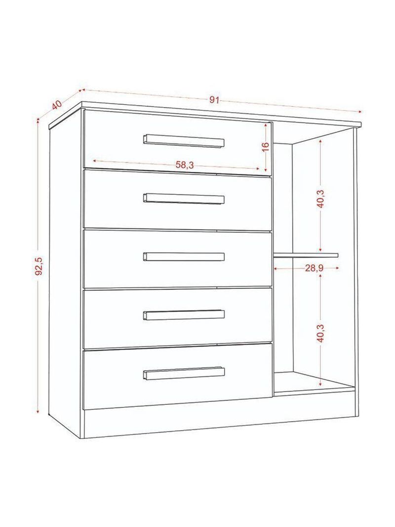 Guarda Roupa Casal Coimbra 2005138 Com Armário Multiuso New 2000191 E Cômoda Milão Atacama Off White - Aramóveis