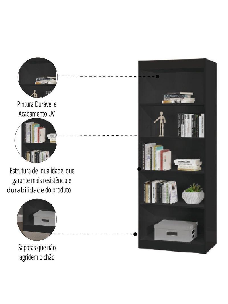 Estante Livreiro Multiuso 4 Prateleiras Preto