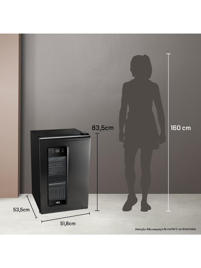 Cervejeira Expositor Vertical HQ 100 Litros Frost Free Inox Titanium HQ-100CEVPVFFI 220V